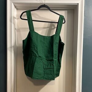 J. Crew Forest Green Linen Sleeveless Blouse